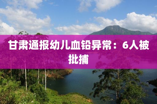 甘肃通报幼儿血铅异常：6人被批捕