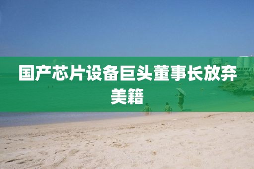 国产芯片设备巨头董事长放弃美籍