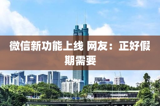微信新功能上线 网友:正好假期需要