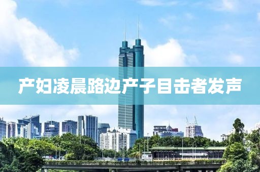 产妇凌晨路边产子目击者发声