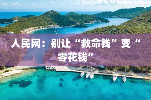 人民网:别让“救命钱”变“零花钱”