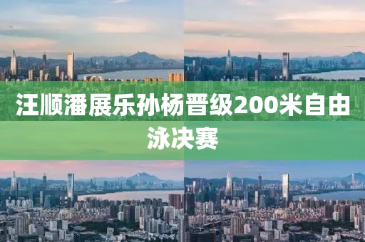 汪顺潘展乐孙杨晋级200米自由泳决赛