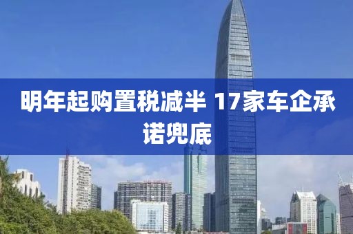 明年起购置税减半 17家车企承诺兜底