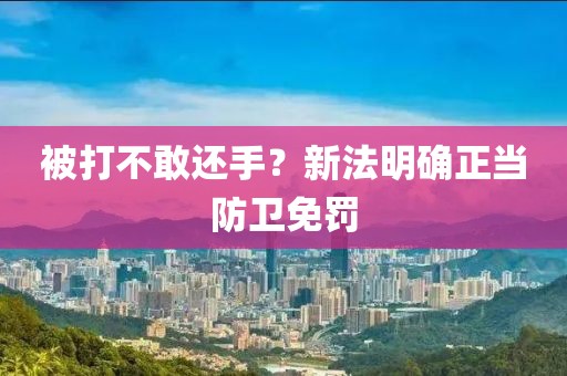 被打不敢还手？新法明确正当防卫免罚