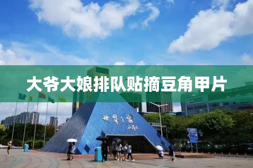 大爷大娘排队贴摘豆角甲片