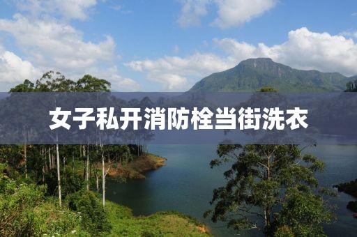 女子私开消防栓当街洗衣