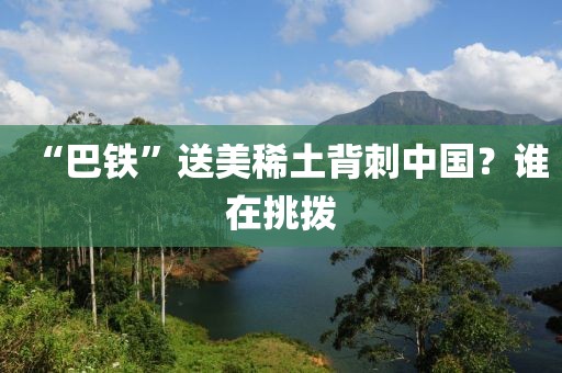 “巴铁”送美稀土背刺中国?谁在挑拨