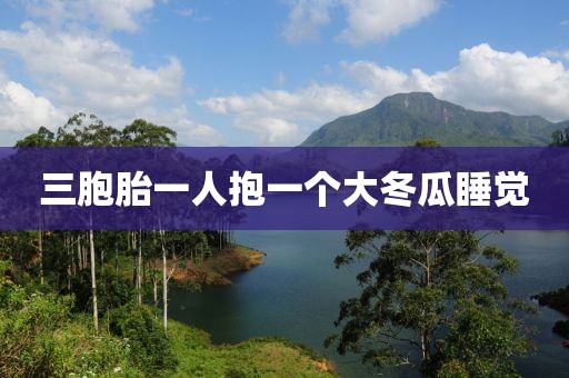 三胞胎一人抱一个大冬瓜睡觉